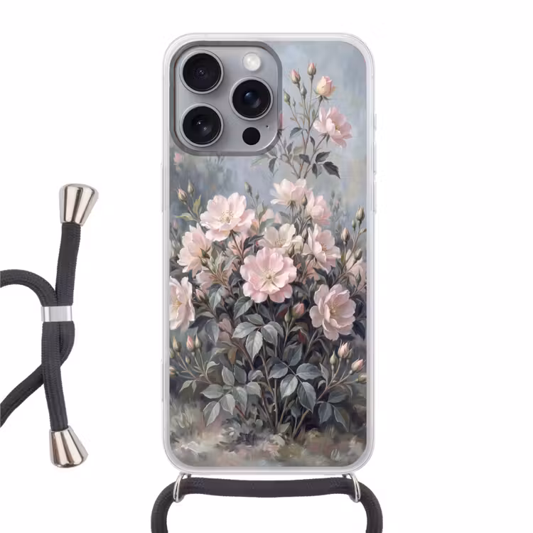 Rozen - Illustratie - Roze Hoesje iPhone 16 Pro Max met koord klein -3d