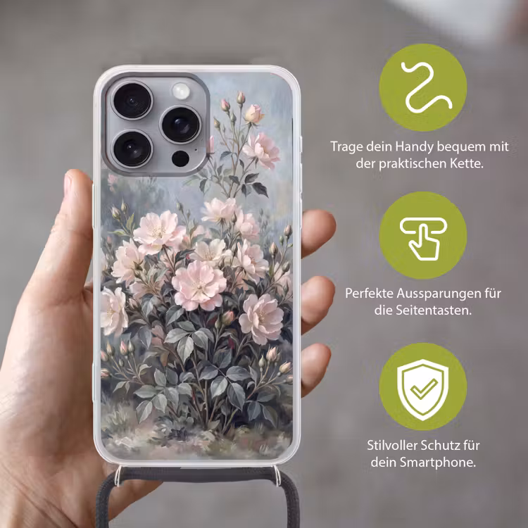 Rozen - Illustratie - Roze Hoesje iPhone 16 Pro Max met koord klein -sfeer2_DE