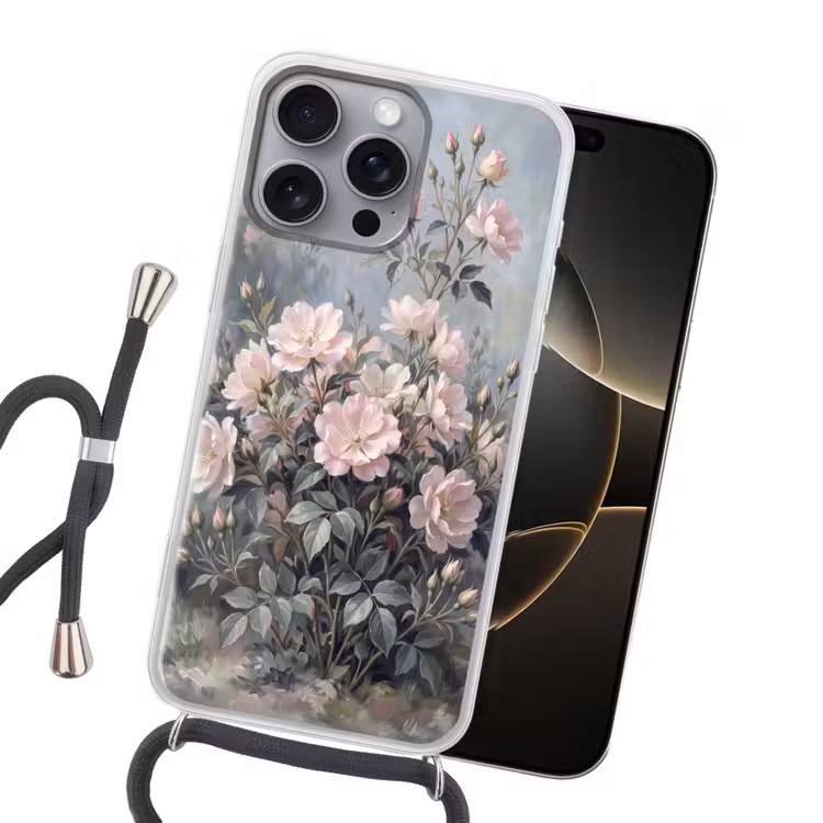 Rozen - Illustratie - Roze Hoesje iPhone 16 Pro Max met koord klein -sfeer1