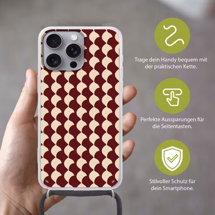 Rood - Tegelpatroon - Crème Hoesje iPhone 16 Pro Max met koord klein 804 -sfeer2_DE