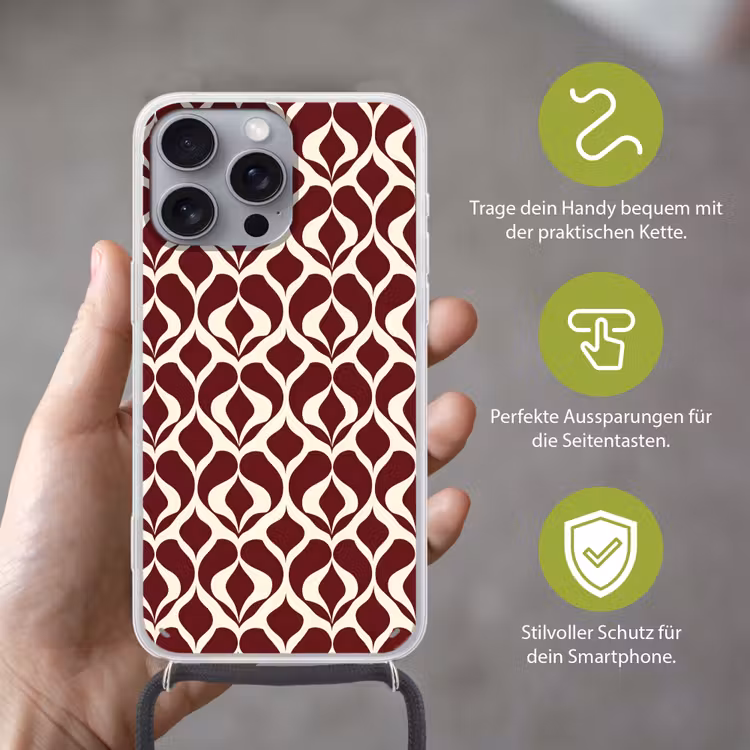 Rood - Druppelpatroon - Grafisch Hoesje iPhone 16 Pro Max met koord klein 804 -sfeer2_DE