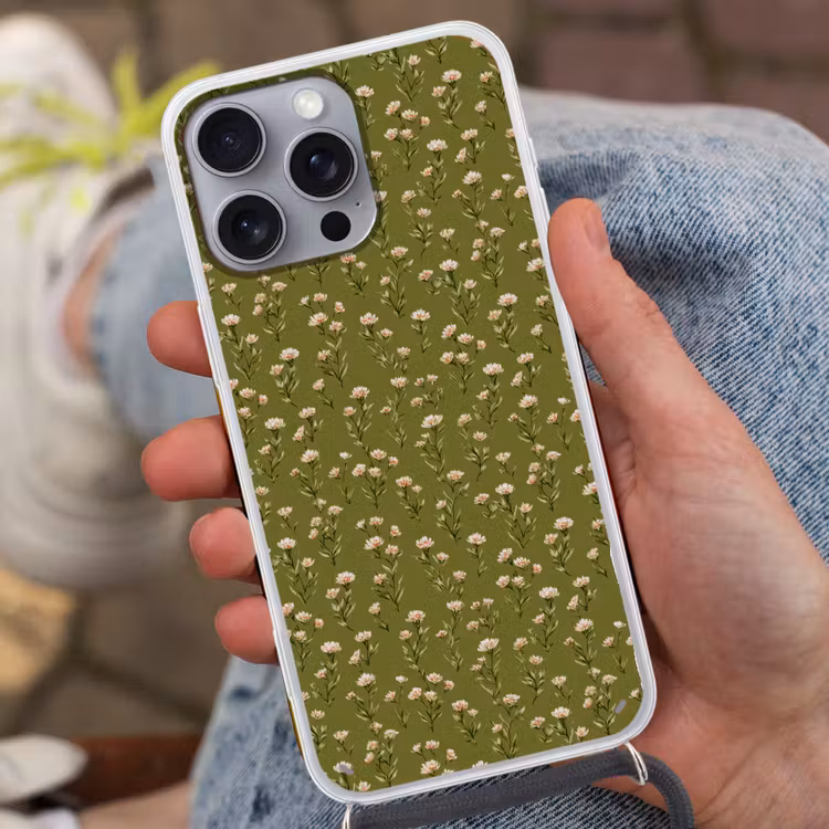 Landelijk - Bloemen -  Groen Hoesje iPhone 16 Pro Max met koord klein 804 -sfeer3