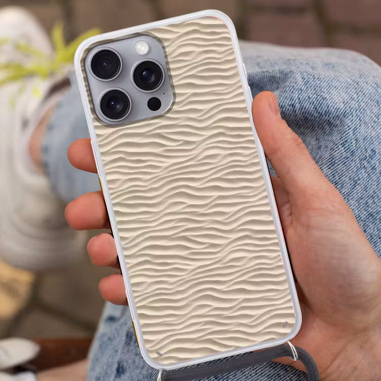 Zand - Golven - Beige Hoesje iPhone 16 Pro Max met koord klein 804 -sfeer3