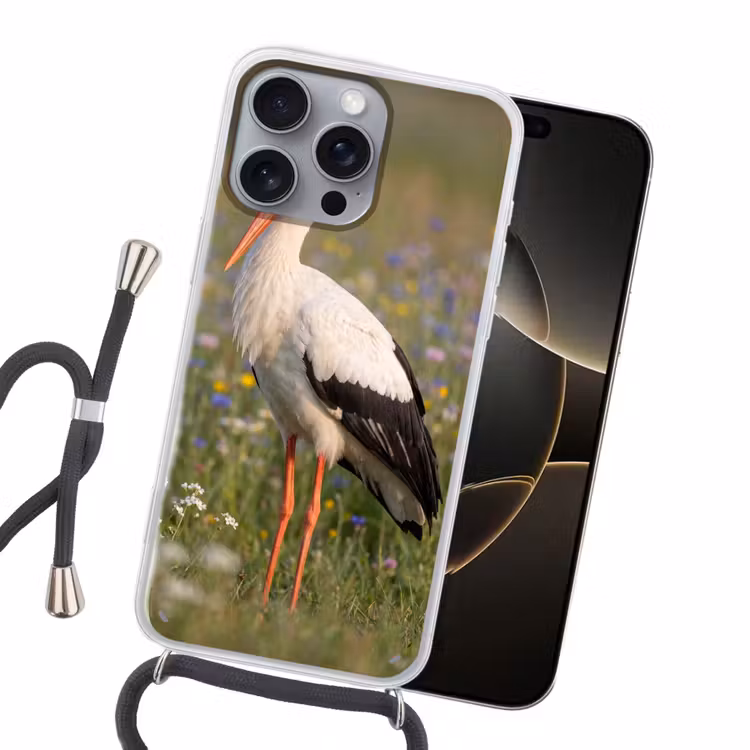 Ooienvaar - Bloemen - Weide - Kleurrijk Hoesje iPhone 16 Pro Max met koord klein -sfeer1