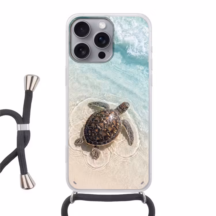 Schildpad - Helder water - Strand - Dieren - Natuur Hoesje iPhone 16 Pro Max met koord klein -3d