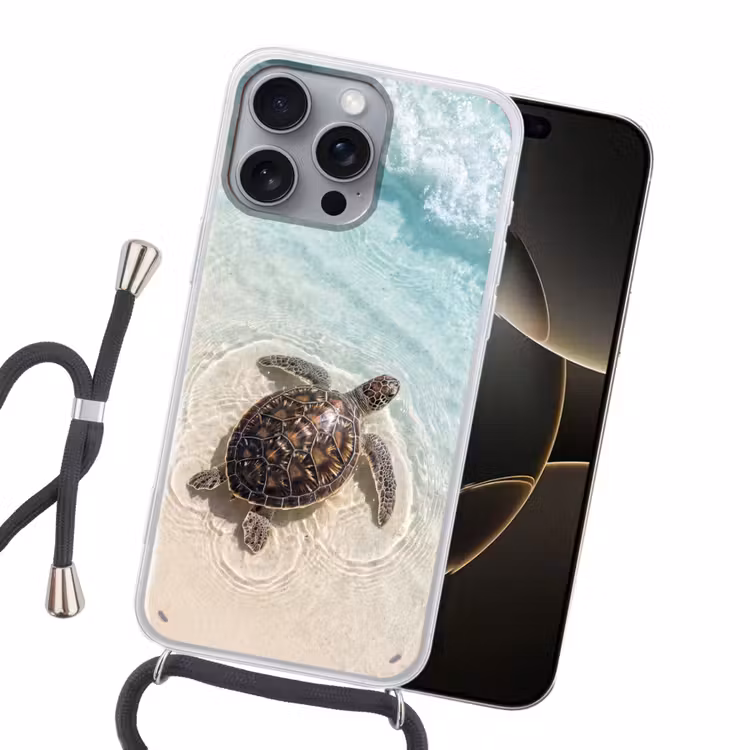 Schildpad - Helder water - Strand - Dieren - Natuur Hoesje iPhone 16 Pro Max met koord klein -sfeer1