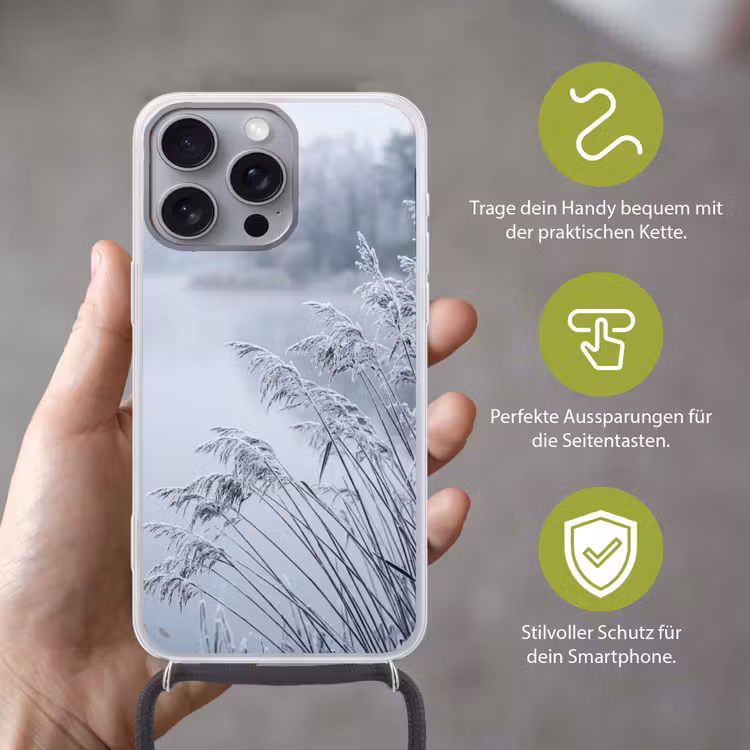 Riet - Bevroren - Winter - Natuur Hoesje iPhone 16 Pro Max met koord klein -sfeer2_DE