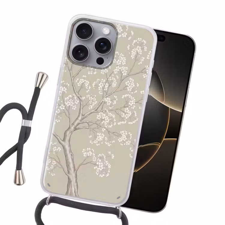 Sereen - Bloesem - Wit Hoesje iPhone 16 Pro Max met koord klein -sfeer1