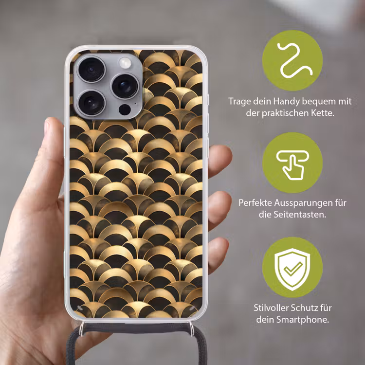 Schubben - Structuur - Goud Hoesje iPhone 16 Pro Max met koord klein 804 -sfeer2_DE