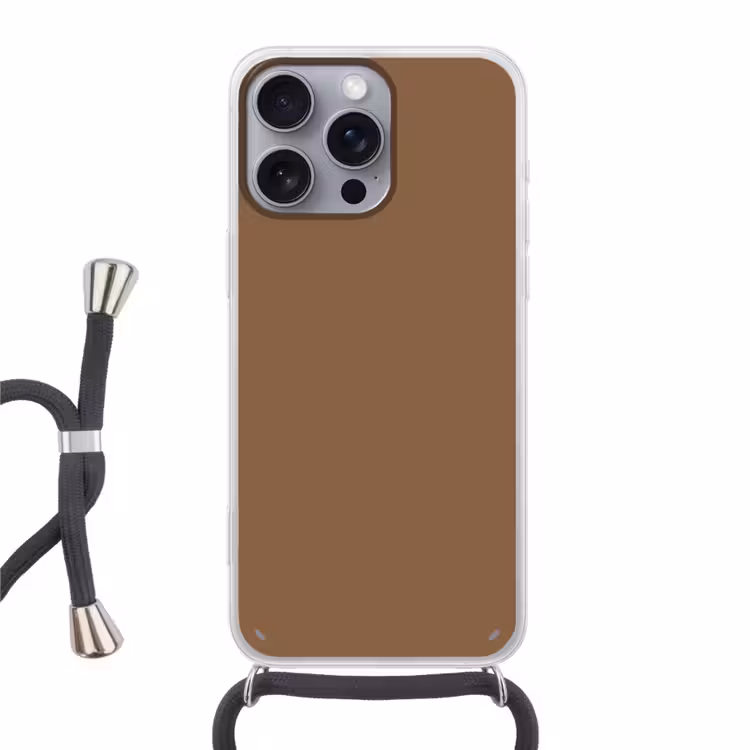 Soft - Walnut - Bruin Hoesje iPhone 16 Pro Max met koord klein 804 -3d