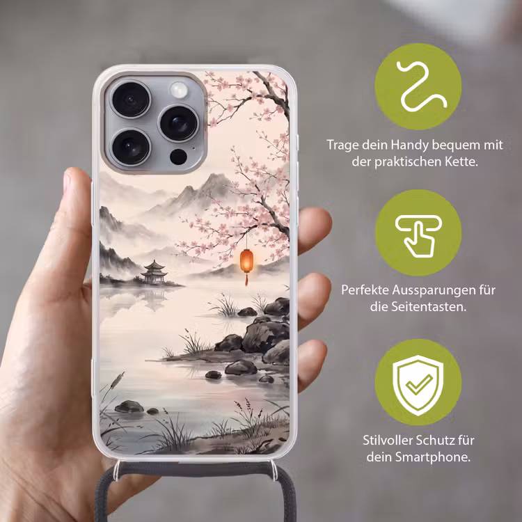 Zon - Japans - Traditioneel Hoesje iPhone 16 Pro Max met koord klein -sfeer2_DE