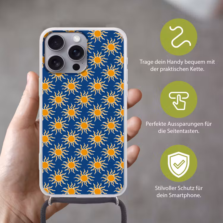 Zon - Patroon - Blauw Hoesje iPhone 16 Pro Max met koord klein 804 -sfeer2_DE