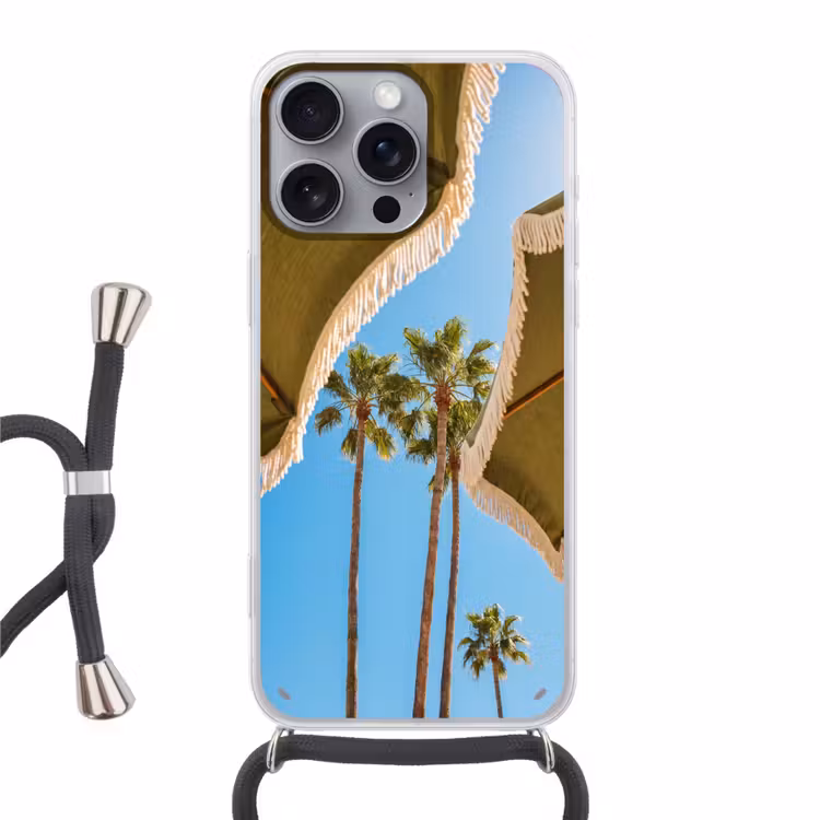 Parasol - Groen - Franjes - Zomer - Tropisch Hoesje iPhone 16 Pro Max met koord klein -3d
