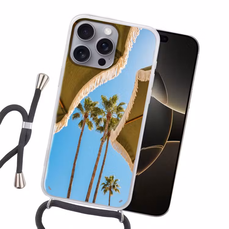 Parasol - Groen - Franjes - Zomer - Tropisch Hoesje iPhone 16 Pro Max met koord klein -sfeer1