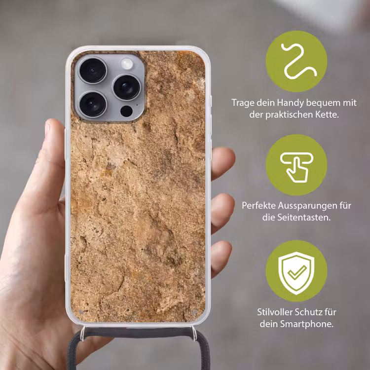 Steen - Natuur - Textuur - Abstract - Bruin Hoesje iPhone 16 Pro Max met koord klein -sfeer2_DE