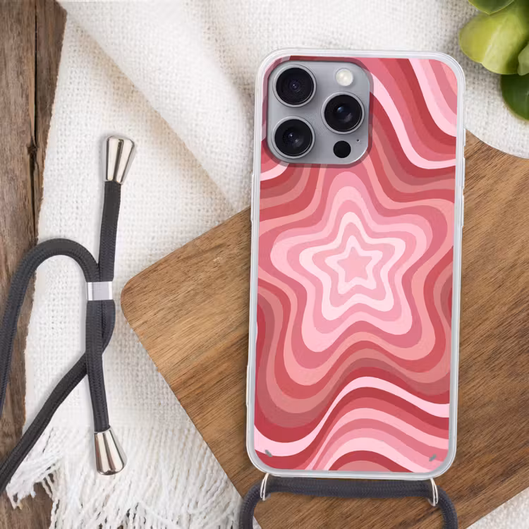 Ster - Golvend - Abstract - Roze Hoesje iPhone 16 Pro Max met koord klein -sfeer4