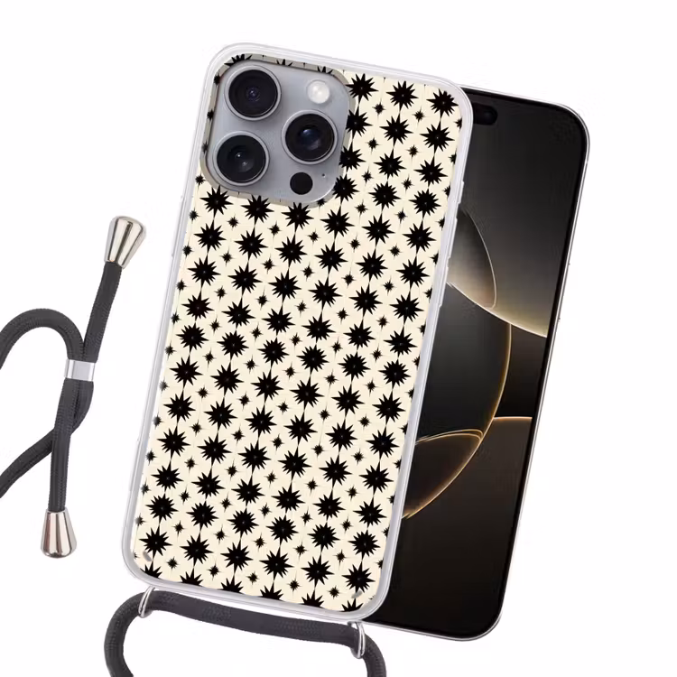 Stervormen - Geometrisch - Zwart Hoesje iPhone 16 Pro Max met koord klein 804 -sfeer1