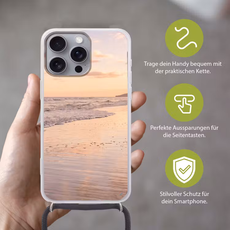 Strand - Branding - Wolken Hoesje iPhone 16 Pro Max met koord klein -sfeer2_DE