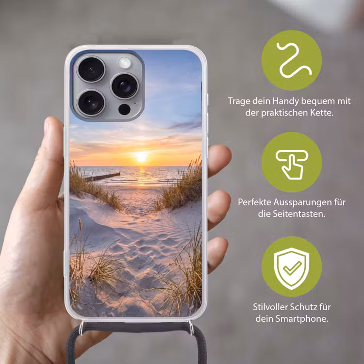 Strand - Zonsondergang - Natuur - Landschap Hoesje iPhone 16 Pro Max met koord klein -sfeer2_DE