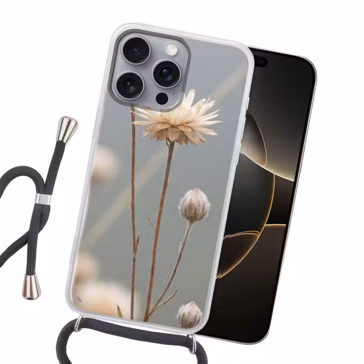 Strobloemen - Wit - Daglicht Hoesje iPhone 16 Pro Max met koord klein -sfeer1