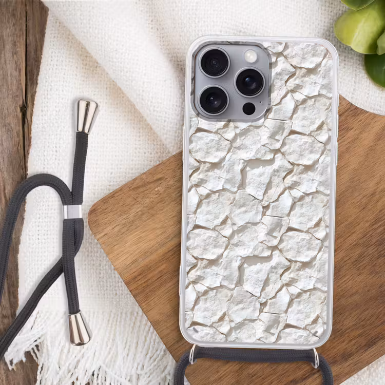 Structuur - Rots - Wit Hoesje iPhone 16 Pro Max met koord klein 804 -sfeer4