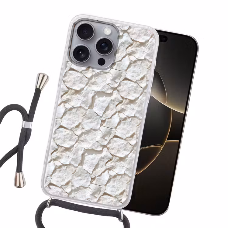 Structuur - Rots - Wit Hoesje iPhone 16 Pro Max met koord klein 804 -sfeer1