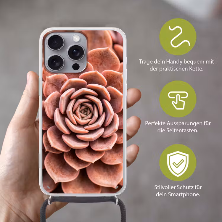 Vetplant - Organisch - Roze Hoesje iPhone 16 Pro Max met koord klein -sfeer2_DE