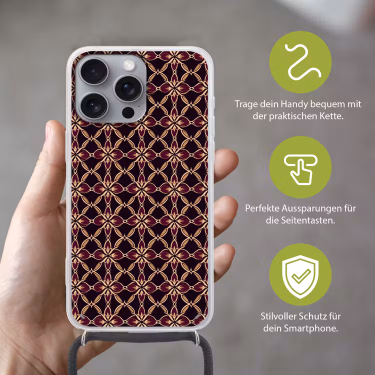 Symmetrisch - Tegel - Burgundy Hoesje iPhone 16 Pro Max met koord klein 804 -sfeer2_DE