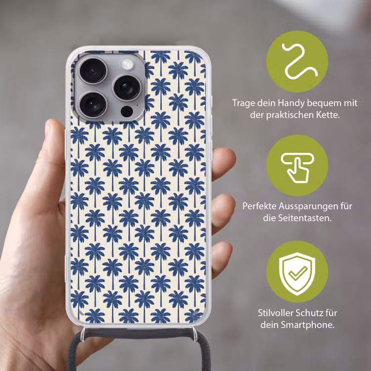 Symmetrisch - Palm - Blauw Hoesje iPhone 16 Pro Max met koord klein 804 -sfeer2_DE