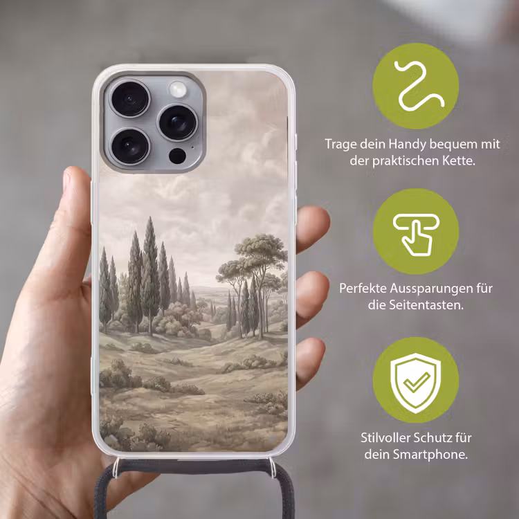 Vallei - Bos - Natuur - Groen Hoesje iPhone 16 Pro Max met koord klein -sfeer2_DE