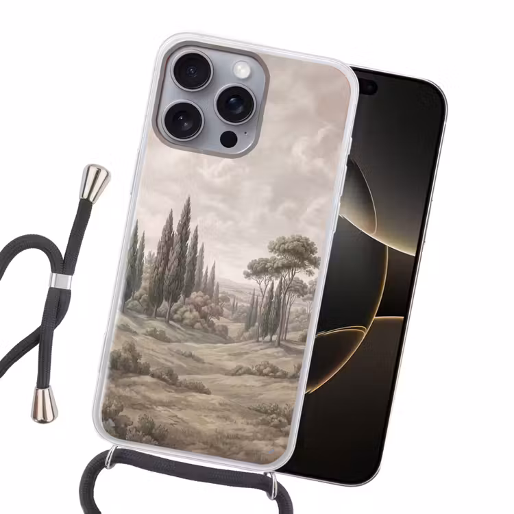 Vallei - Bos - Natuur - Groen Hoesje iPhone 16 Pro Max met koord klein -sfeer1