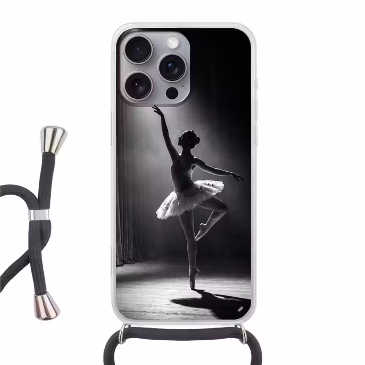 Danser - Podium - Zwart-wit - Kunst - Klassiek Hoesje iPhone 16 Pro Max met koord klein -3d