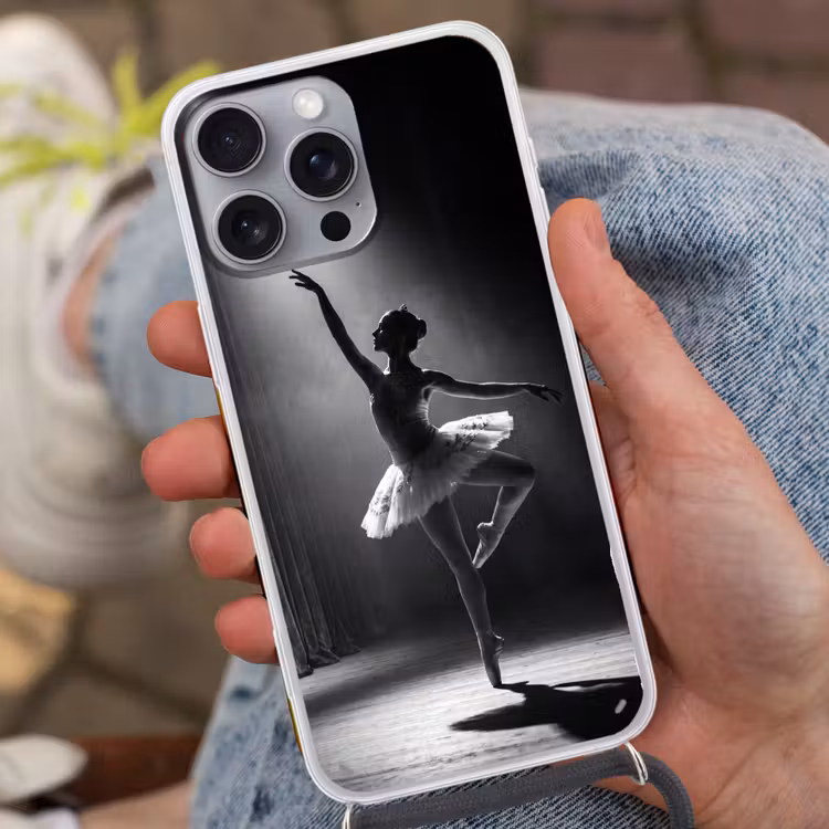 Danser - Podium - Zwart-wit - Kunst - Klassiek Hoesje iPhone 16 Pro Max met koord klein -sfeer3