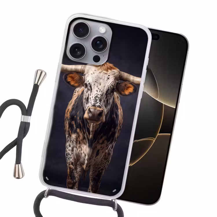 Stier - Kleurrijk - Hoorns Hoesje iPhone 16 Pro Max met koord klein -sfeer1