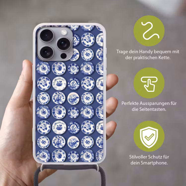 Borden - Floraal - Blauw Hoesje iPhone 16 Pro Max met koord klein 804 -sfeer2_DE