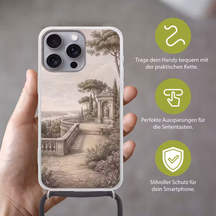 Terras - Stad - Uitzicht - Rivier Hoesje iPhone 16 Pro Max met koord klein -sfeer2_DE