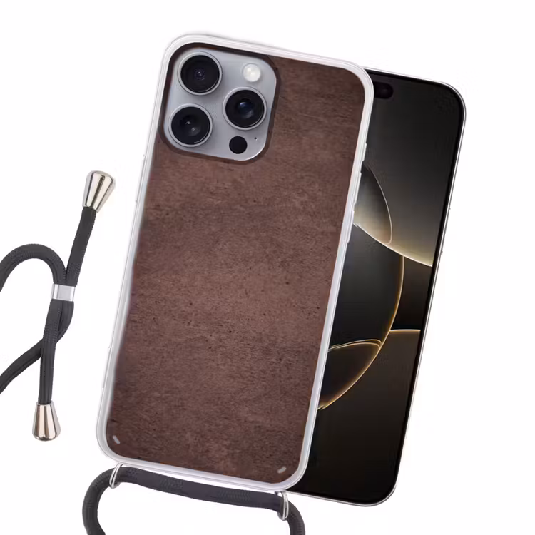 Textuur - Beton - Abstract - Donker - Bruin Hoesje iPhone 16 Pro Max met koord klein -sfeer1