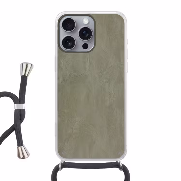 Textuur - Betonlook - Achtergrond - Modern - Groen Hoesje iPhone 16 Pro Max met koord klein -3d