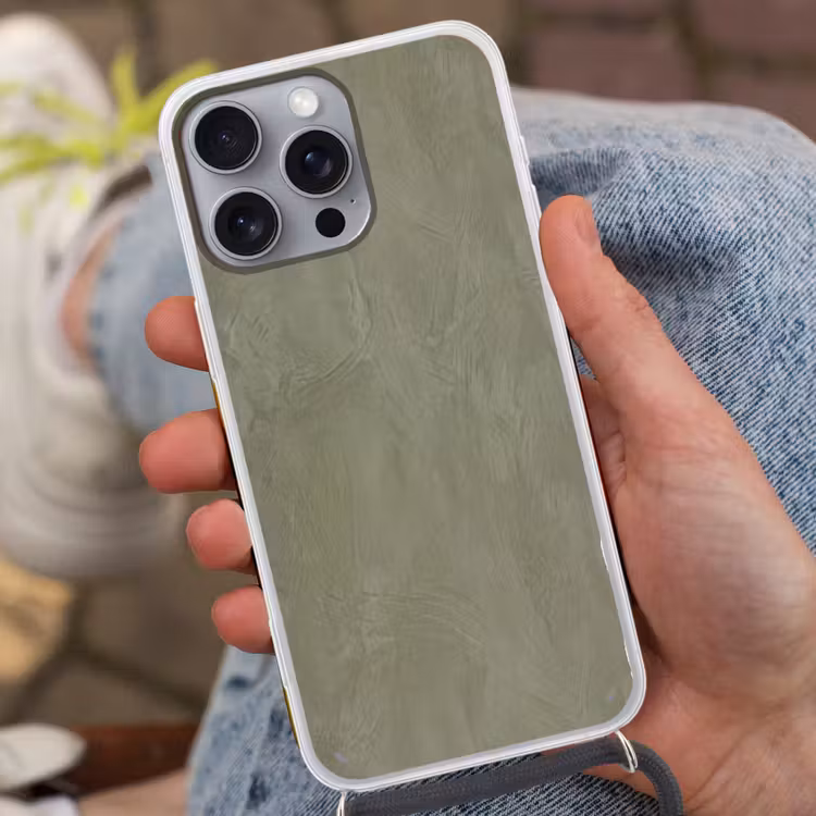 Textuur - Betonlook - Achtergrond - Modern - Groen Hoesje iPhone 16 Pro Max met koord klein -sfeer3