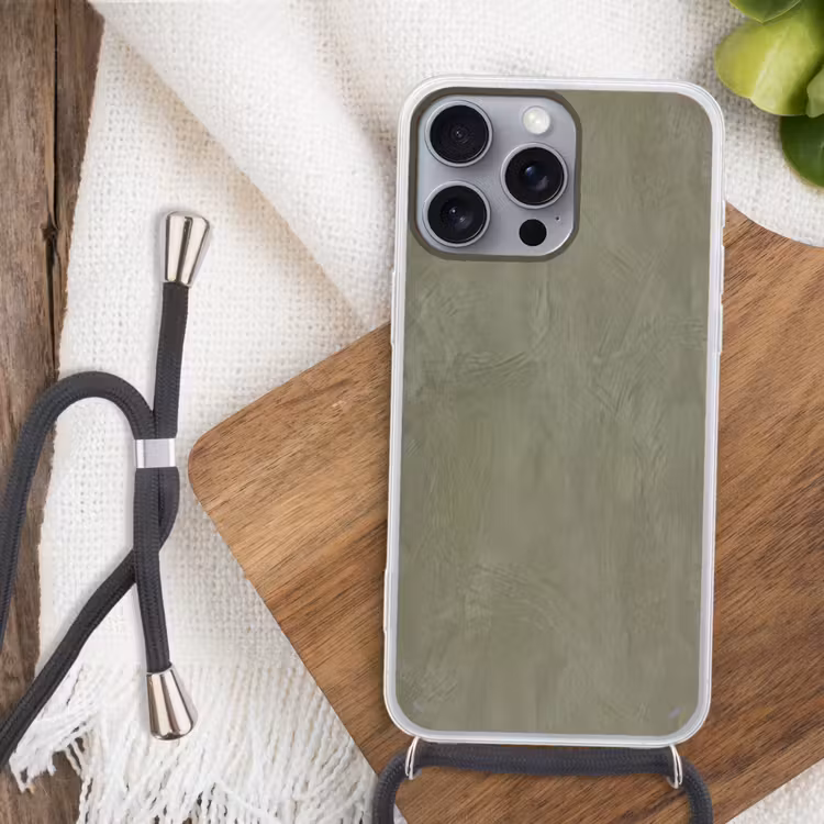 Textuur - Betonlook - Achtergrond - Modern - Groen Hoesje iPhone 16 Pro Max met koord klein -sfeer4
