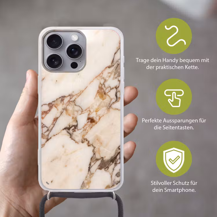 Textuur - Gesteente - Aderen - Abstract - Wit Hoesje iPhone 16 Pro Max met koord klein -sfeer2_DE