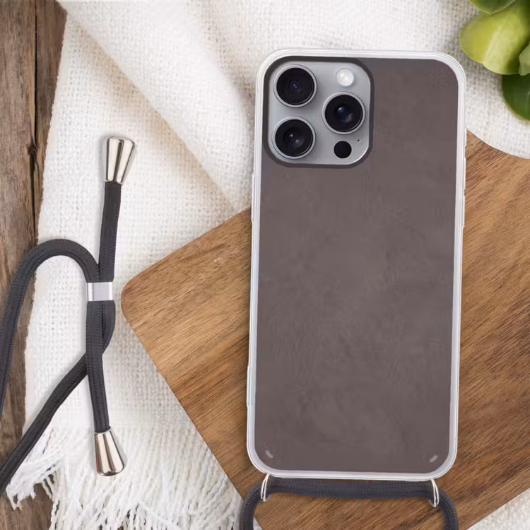 Textuur - Grijs - Modern - Abstract - Oppervlak Hoesje iPhone 16 Pro Max met koord klein -sfeer4