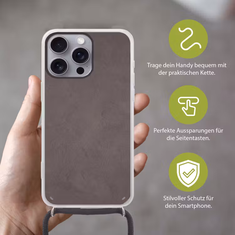 Textuur - Grijs - Modern - Abstract - Oppervlak Hoesje iPhone 16 Pro Max met koord klein -sfeer2_DE