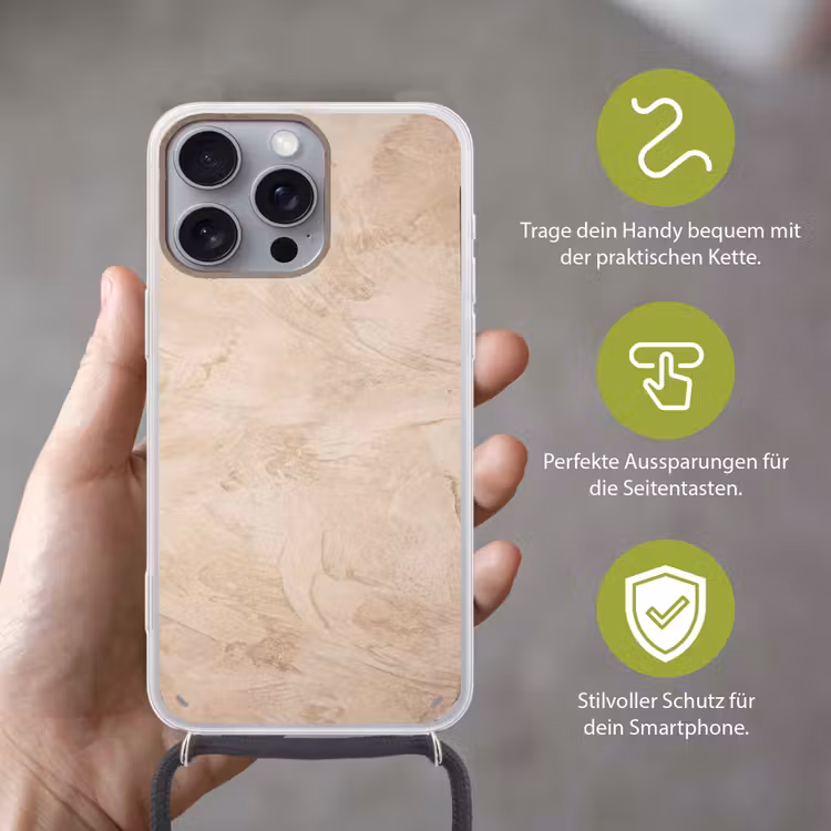 Textuur - Patroon - Abstract - Modern - Beige Hoesje iPhone 16 Pro Max met koord klein -sfeer2_DE