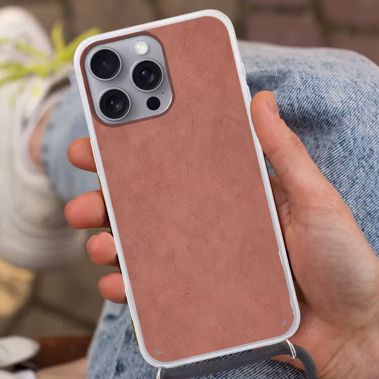 Textuur - Roodbruin - Grof - Modern Hoesje iPhone 16 Pro Max met koord klein -sfeer3