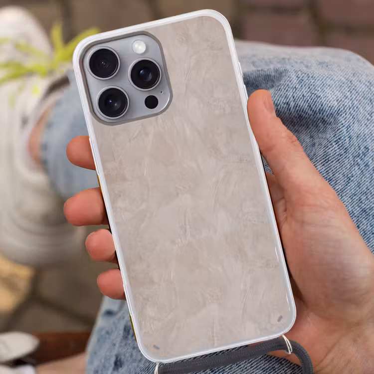 Textuur - Wand - Modern - Beige - Abstract Hoesje iPhone 16 Pro Max met koord klein -sfeer3