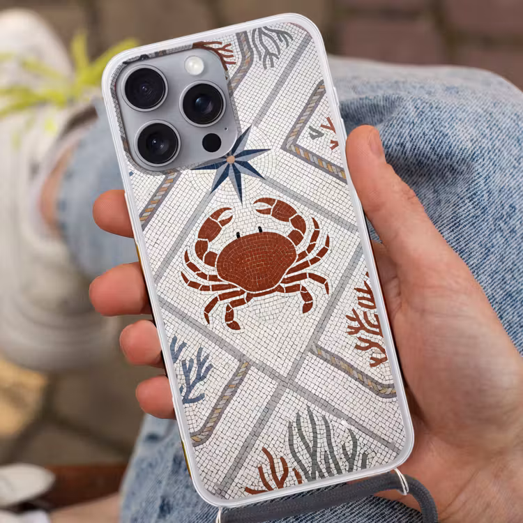 Dier - Mozaïek - Zee - Klassiek - Bruin Hoesje iPhone 16 Pro Max met koord klein -sfeer3