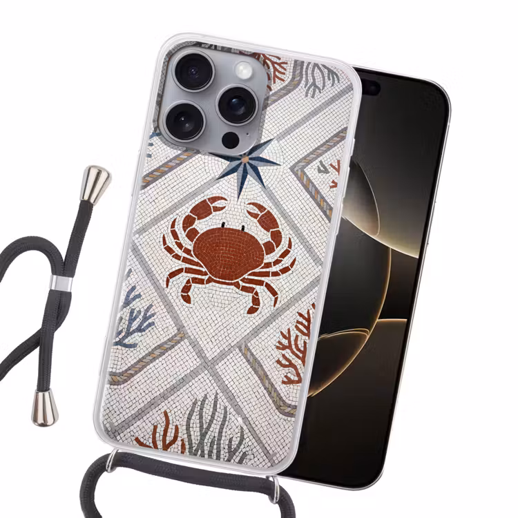 Dier - Mozaïek - Zee - Klassiek - Bruin Hoesje iPhone 16 Pro Max met koord klein -sfeer1