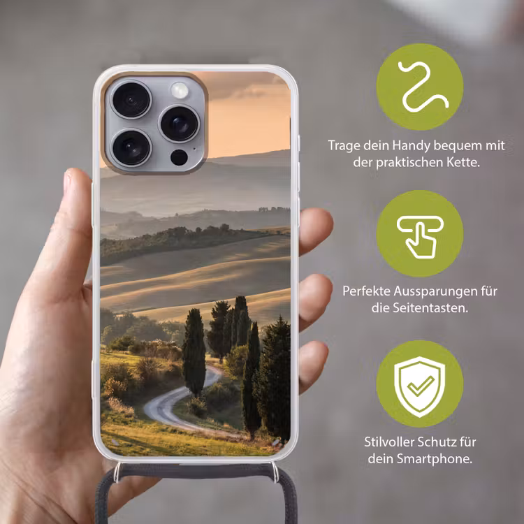 Toscaans - Landschap - Heuvels Hoesje iPhone 16 Pro Max met koord klein -sfeer2_DE