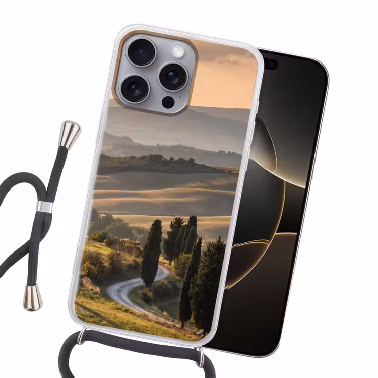 Toscaans - Landschap - Heuvels Hoesje iPhone 16 Pro Max met koord klein -sfeer1